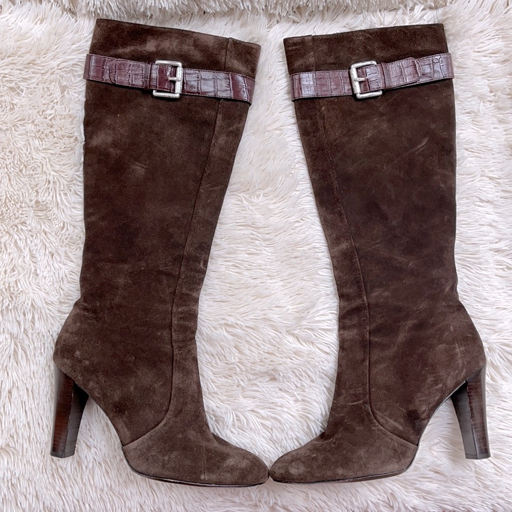 MICHAEL MICHAEL KORS Dark brown suede heeled boot